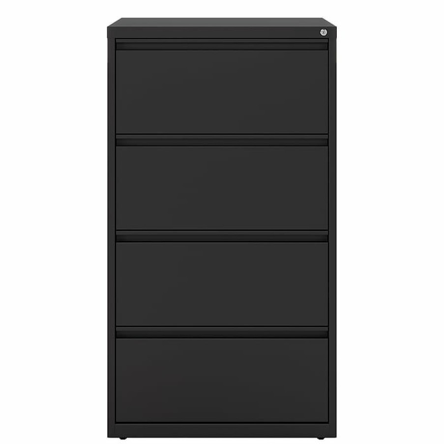 * Staples 30 Wide Lateral File Cabinet, 4-Drawer, Assembled, Black, Letter/Legal (20070D)