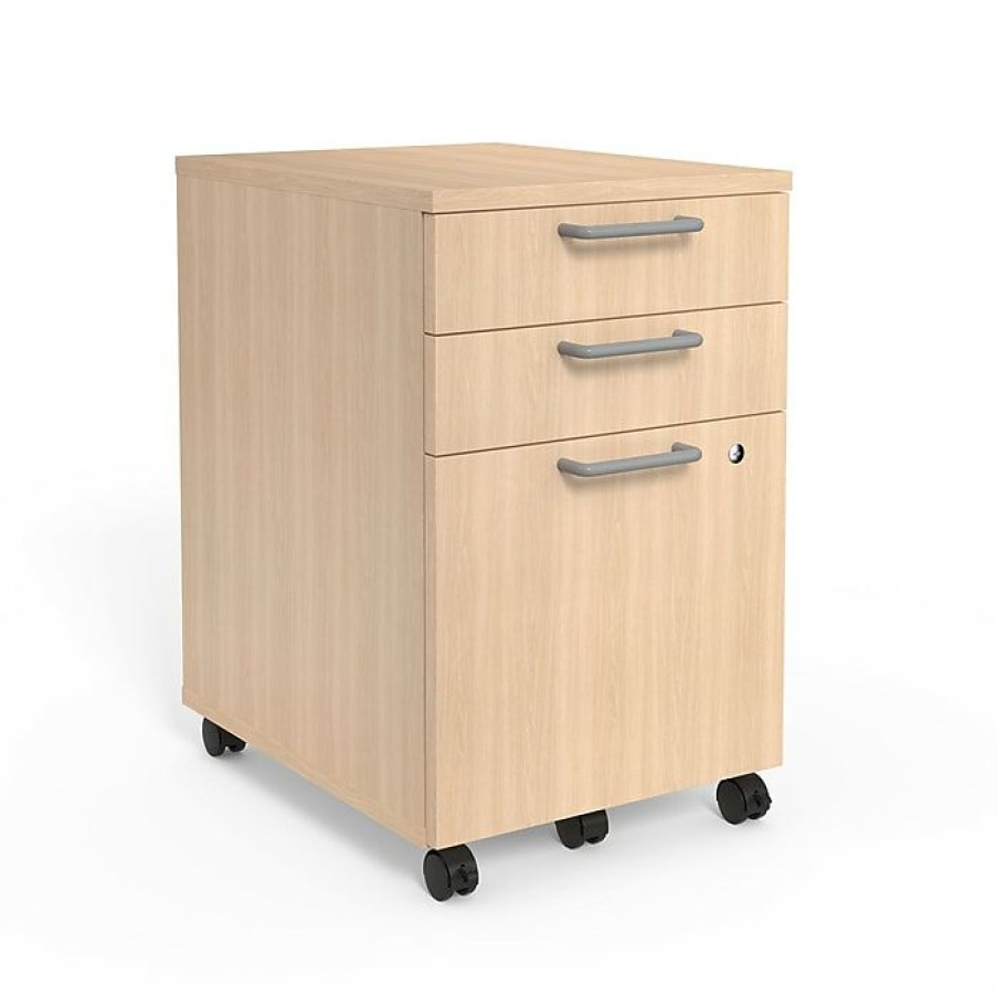 * Union & Scale Essentials 3-Drawer Vertical File Cabinet, Mobile/Pedestal, Letter/Legal, Natural, 21 (Un56981)