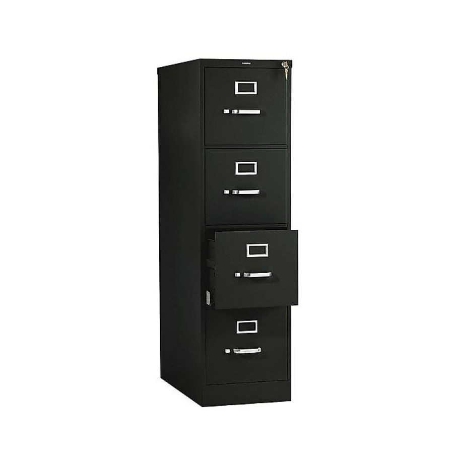 * Hon 510 Series 4-Drawer Vertical File Cabinet, Locking, Letter, Black, 25 D (Hon514Pp)