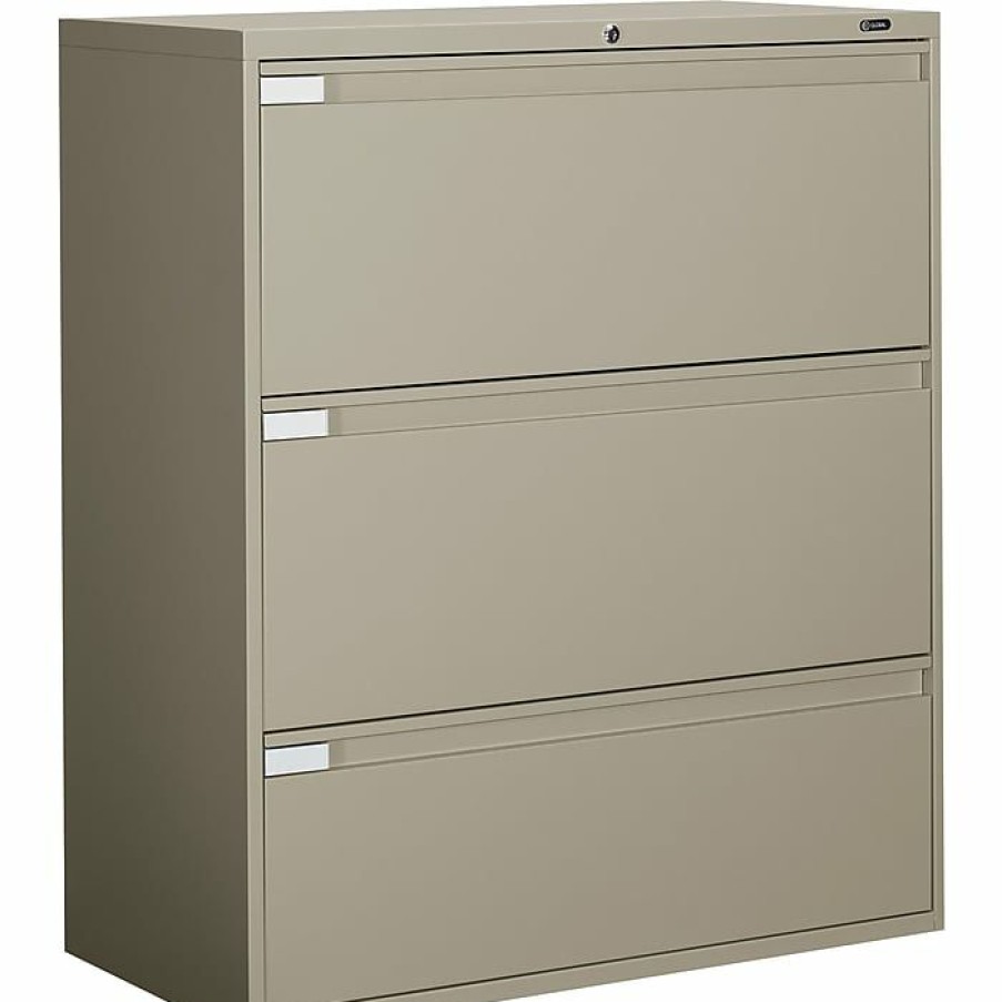 * Gis Global 9300P Series Business-Plus Lateral File Cabinet, Letter/Legal, 3-Drawer, Desert Putty, 18 D