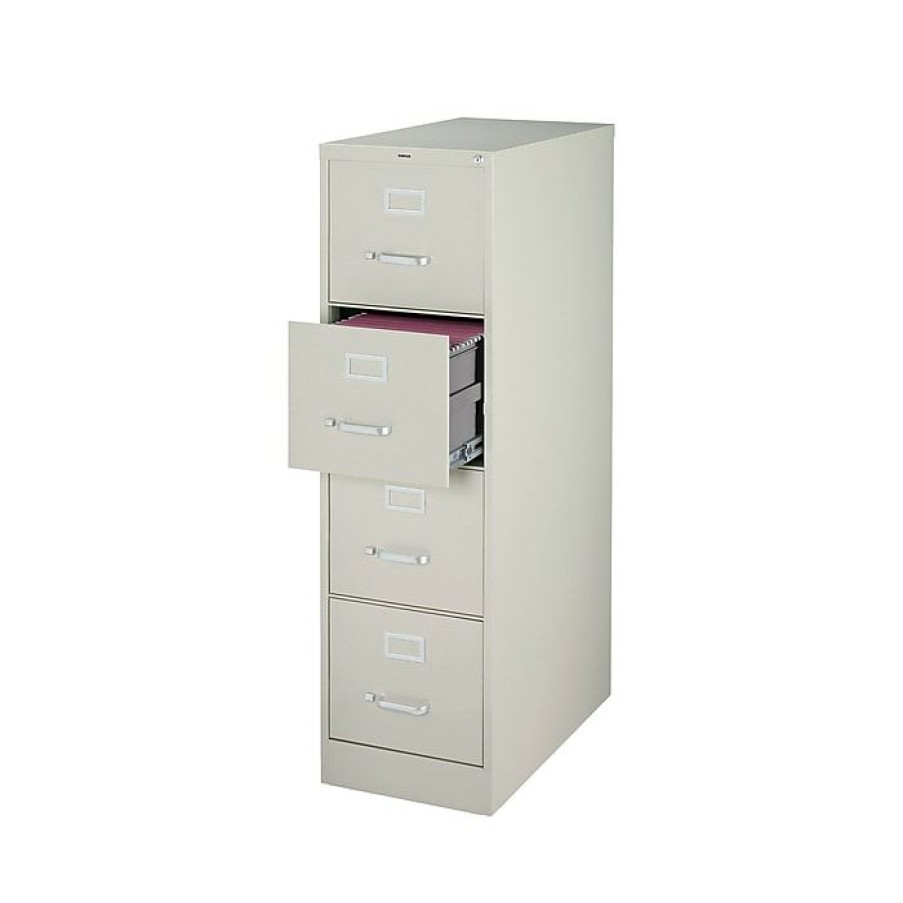 * Staples Commercial 4 File Drawer Vertical File Cabinet, Locking, Gray, Letter, 26.5 D (13445D)