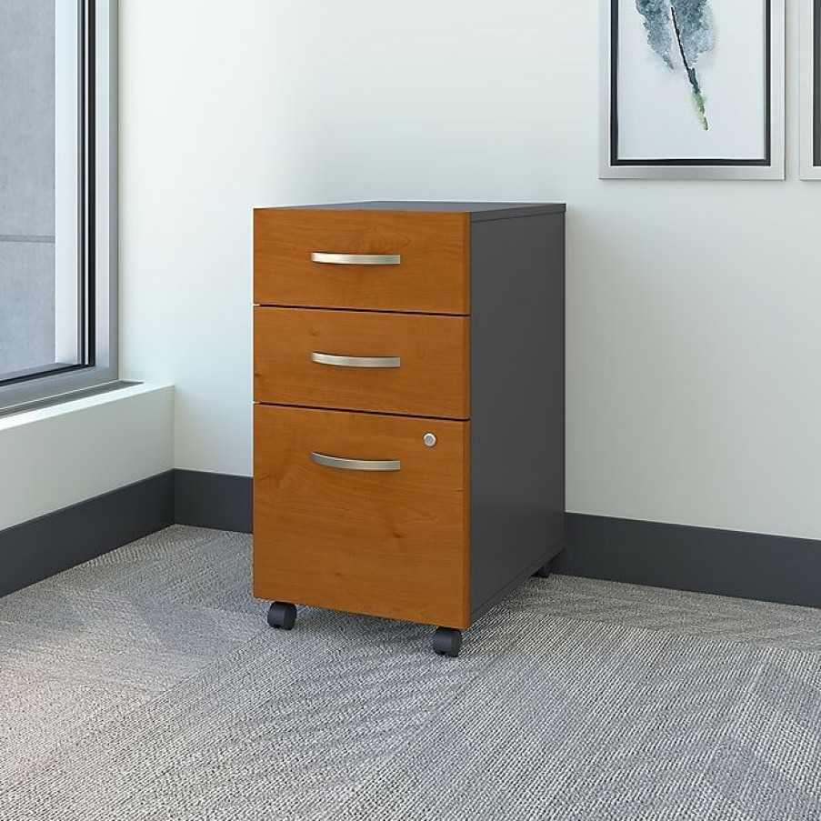 * Bush Business Furniture Westfield 3 Drawer Mobile File Cabinet, Natural Cherry/Graphite Gray (Wc72453Su)