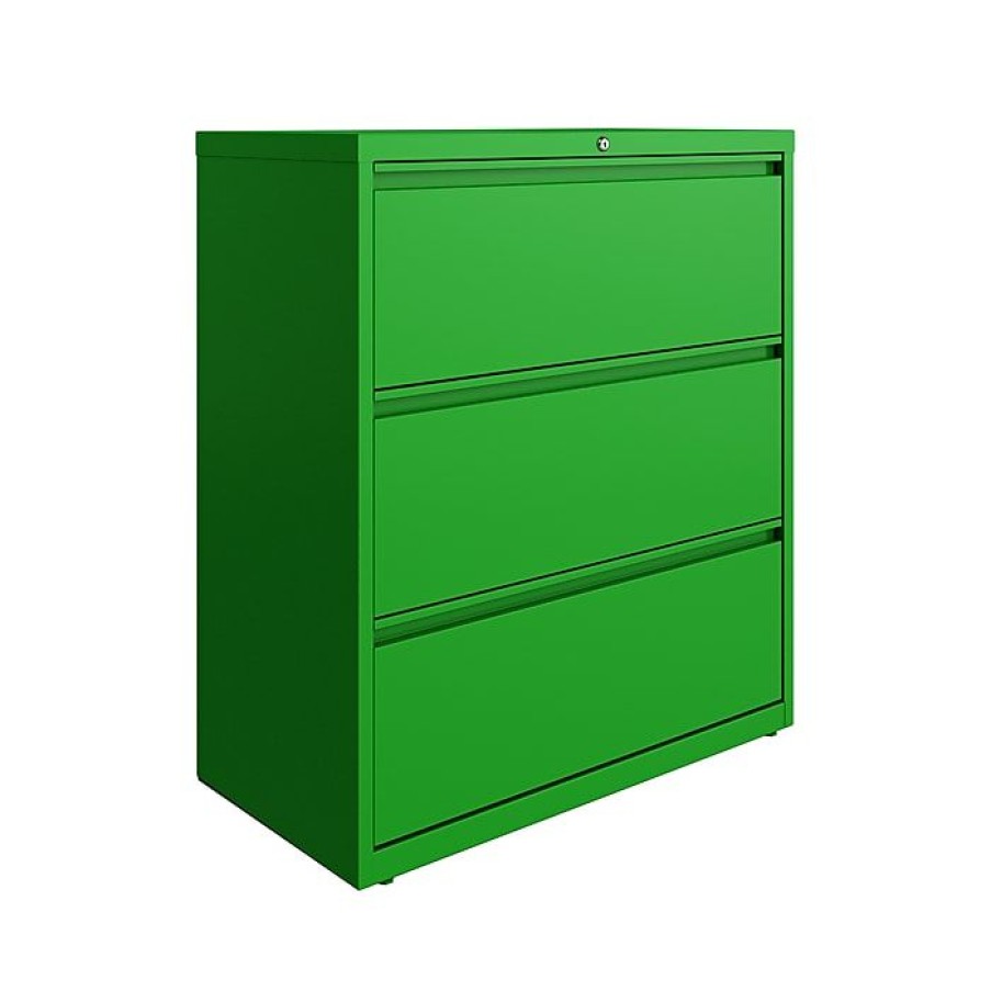 * Hirsh Hl10000 Series 3-Drawer Lateral File Cabinet, Locking, Letter/Legal, Screaming Green, 36 (24253)