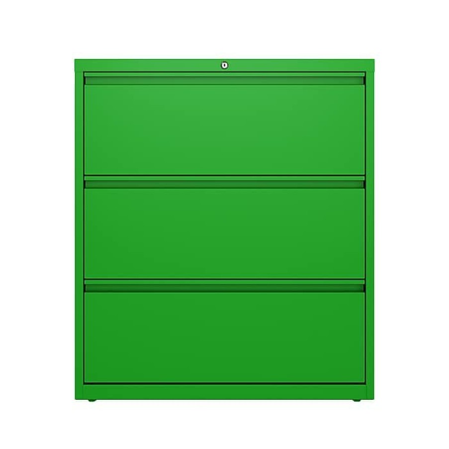 * Hirsh Hl10000 Series 3-Drawer Lateral File Cabinet, Locking, Letter/Legal, Screaming Green, 36 (24253)