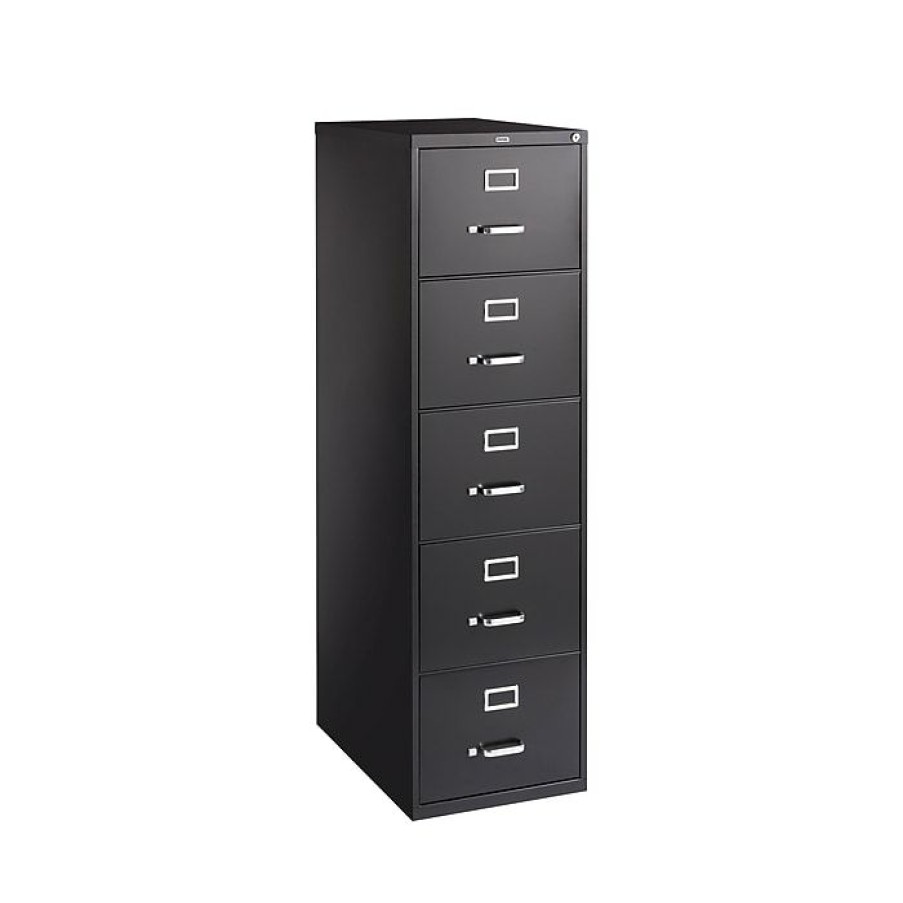 * Staples 5 File Drawers Vertical File Cabinet, Locking, Black, Legal, 26.5 D (21920D)