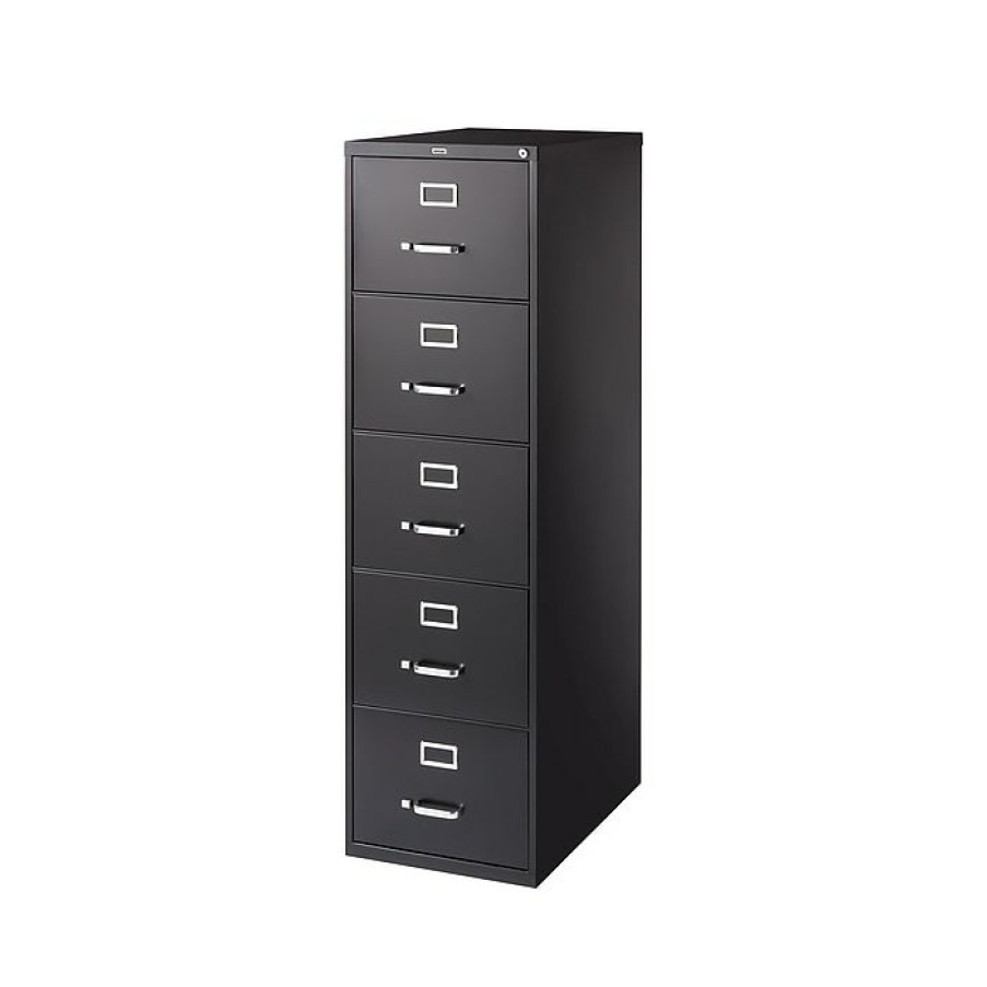 * Staples 5 File Drawers Vertical File Cabinet, Locking, Black, Legal, 26.5 D (21920D)