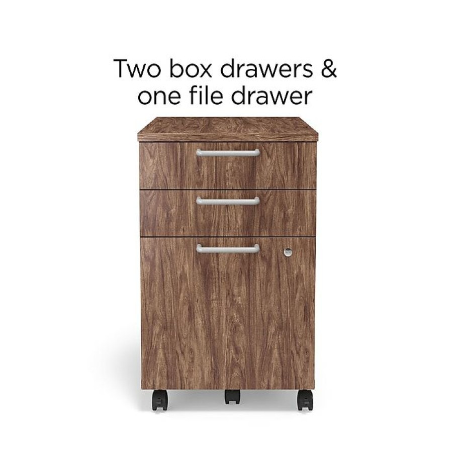 * Union & Scale Essentials 3-Drawer Vertical File Cabinet, Mobile/Pedestal, Letter/Legal, Espresso, 21 (Un56981)