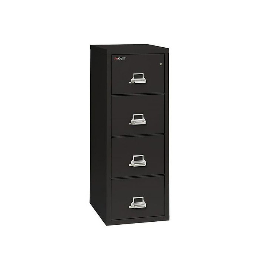 * Fireking Classic 4-Drawer Vertical File Cabinet, Fire Resistant, Letter, Black, 25.06 D (4-1825-Cbl)