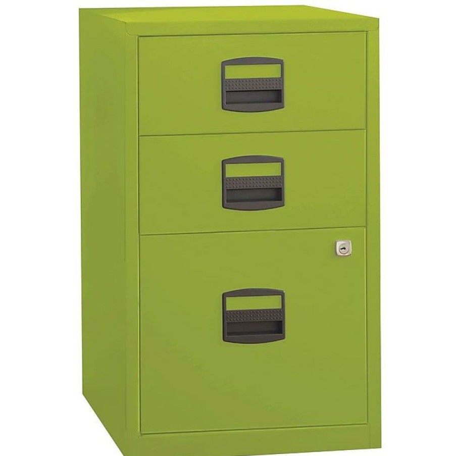 * Bindertek Bisley Three Drawer Steel Home Or Office Filing Cabinet, Green, Letter/A4 (File3-Gr)