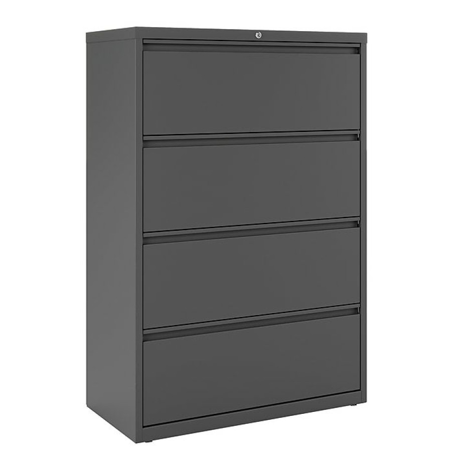 * Staples 4-Drawer Lateral File Cabinet, Locking, Letter/Legal, Charcoal, 36 W (26825D)