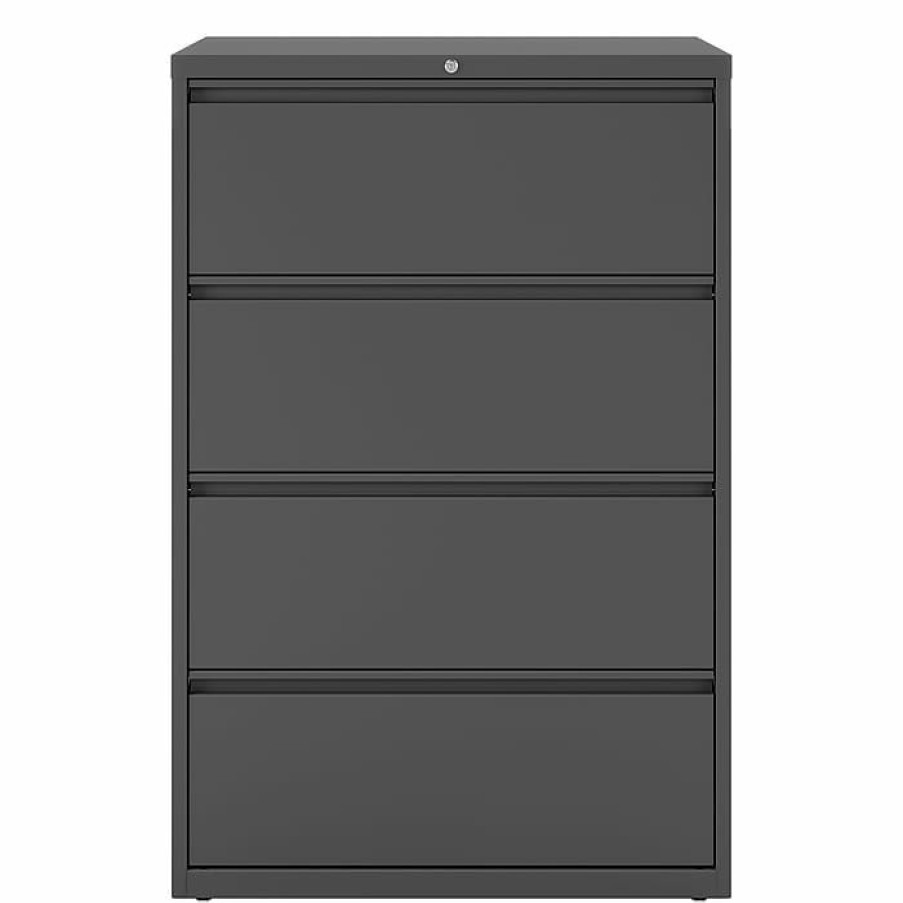 * Staples 4-Drawer Lateral File Cabinet, Locking, Letter/Legal, Charcoal, 36 W (26825D)