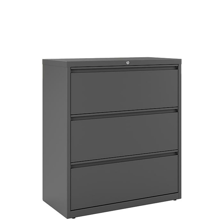 * Staples 3-Drawer Lateral File Cabinet, Locking, Letter/Legal, Charcoal, 36 W (26823D-Cc)