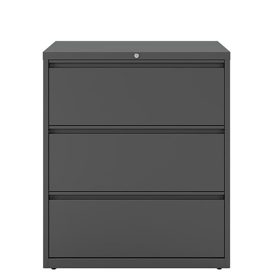 * Staples 3-Drawer Lateral File Cabinet, Locking, Letter/Legal, Charcoal, 36 W (26823D-Cc)