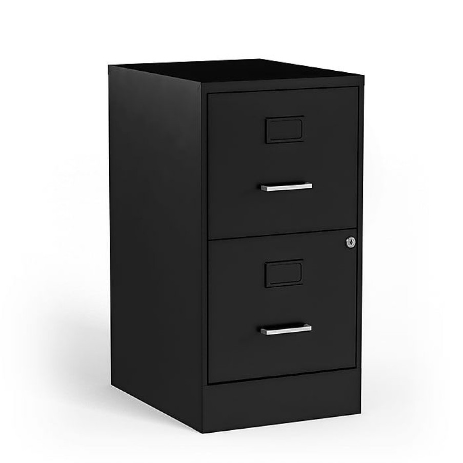 * Staples 2-Drawer Light Duty Vertical File Cabinet, Locking, Letter, Black, 18 D (52142)