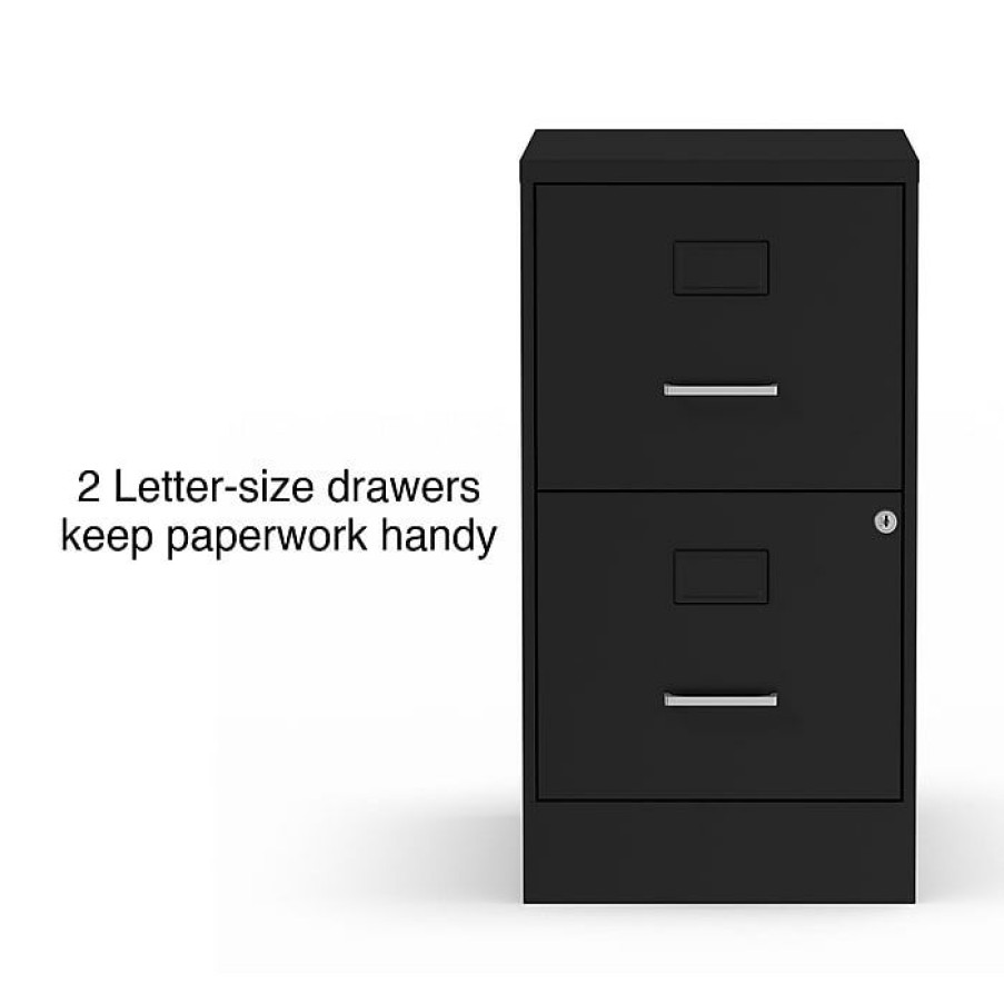 * Staples 2-Drawer Light Duty Vertical File Cabinet, Locking, Letter, Black, 18 D (52142)