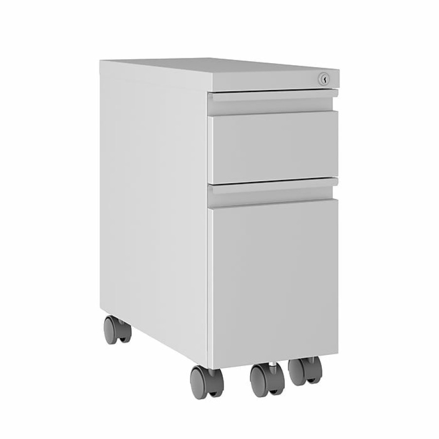 * Hirsh Hl10000 Series 2-Drawer Vertical File Cabinet, Mobile/Pedestal, Letter/Legal, Arctic Silver, 19.88 (24044)