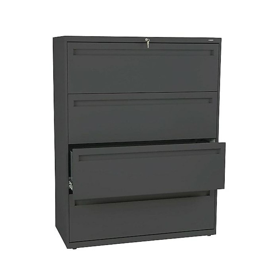 * Hon Brigade 700 Series 4-Drawer Lateral File Cabinet, Locking, Charcoal, Letter/Legal, 42 W (H794.L.S)