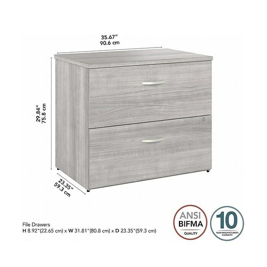 * Bush Business Furniture Hybrid 2-Drawer Lateral File Cabinet, Letter/Legal, Platinum Gray, 36 (Hyf136Pgsu-Z)