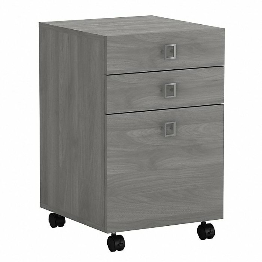 * Office By Kathy Ireland Echo 3-Drawer Vertical File Cabinet, Mobile, Letter, Modern Gray, 16 (Ki60401-03)