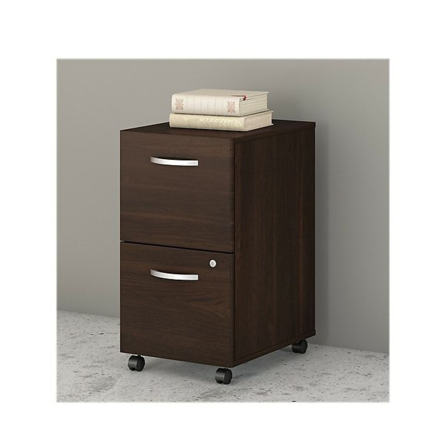 * Bush Business Furniture Studio C 2 Drawer Mobile File Cabinet, Black Walnut (Scf116Bwsu)