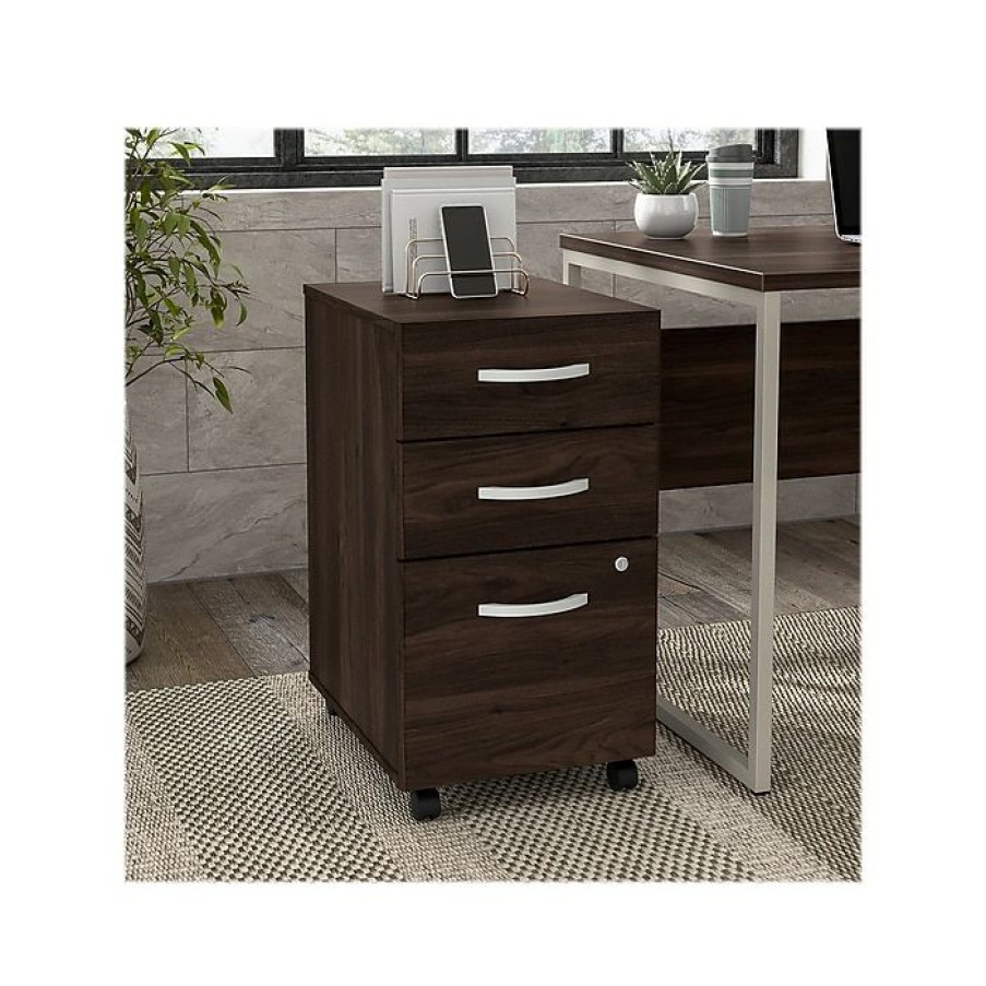 * Bush Business Furniture Hybrid 3-Drawer Mobile File Cabinet, Letter/Legal, Black Walnut, 20 (Hyf216Bwsu-Z)