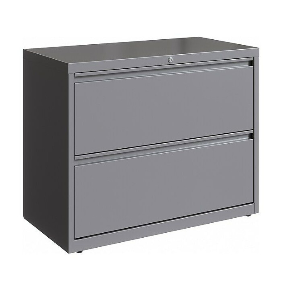 * Hirsh Hl10000 Series 2-Drawer Lateral File Cabinet, Locking, Letter/Legal, Arctic Silver, 36 (23744)