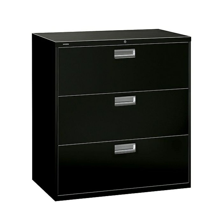 * Hon Brigade 600 Series 3-Drawer Lateral File Cabinet, Locking, Letter/Legal, Black, 42 W (H693.L.P)