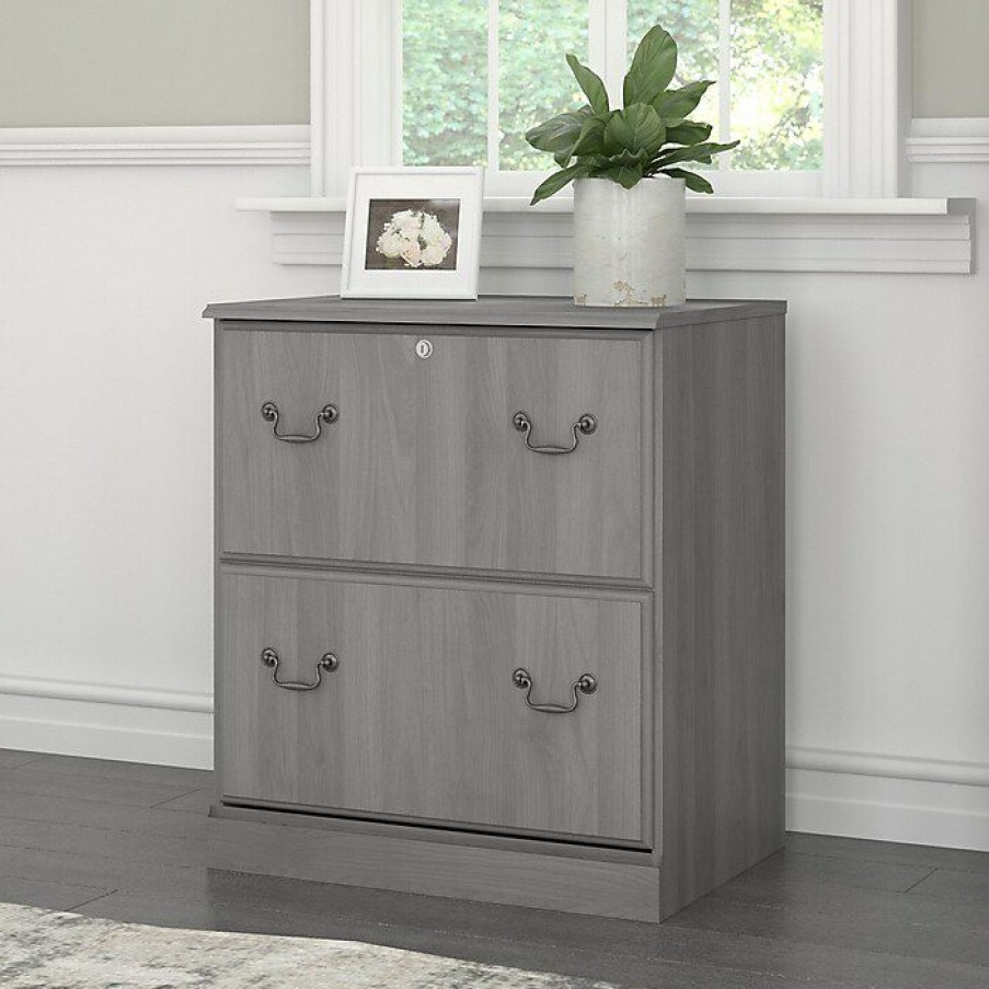 * Bush Furniture Saratoga 2-Drawer Lateral File Cabinet, Locking, Modern Gray (Ex45854-03)