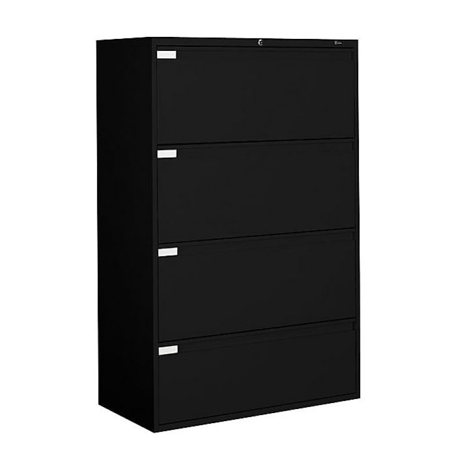 * Global 9300P Series Business-Plus Lateral File Cabinet, Letter/Legal, 4-Drawer, Black, 18 D, 36 W