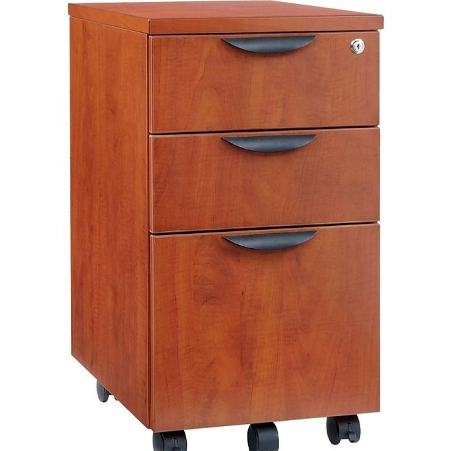 * Alera Valencia 20 1/2 D 3 Drawer Mobile Box/Box/File Pedestal File, Medium Cherry