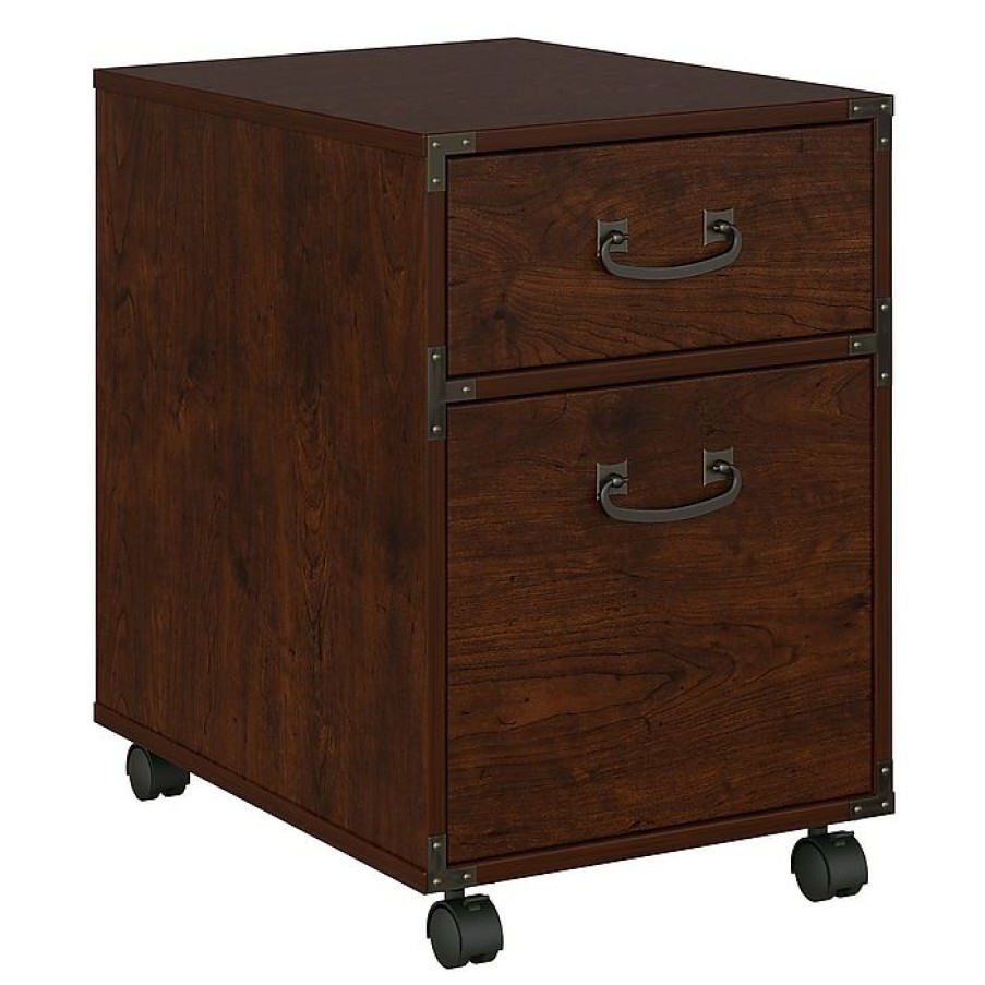 * Office By Kathy Ireland Ironworks 2 Drawer Mobile File Cabinet, Coastal Cherry (Ki50202-03)