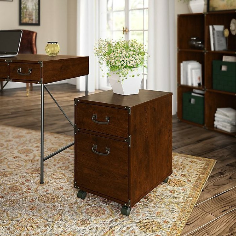 * Office By Kathy Ireland Ironworks 2 Drawer Mobile File Cabinet, Coastal Cherry (Ki50202-03)