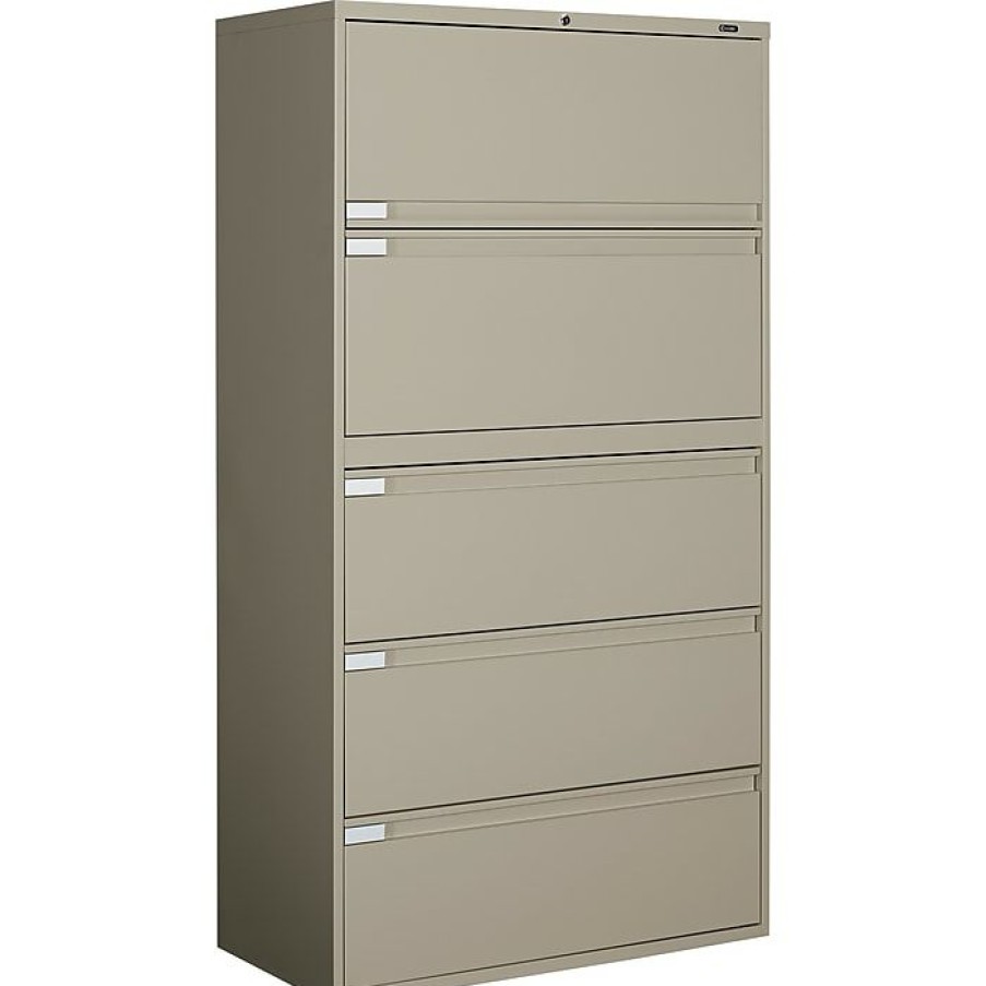 * Gis Global 9300P Series Business Plus Lateral File Cabinet, Letter/Legal, 5-Drawer, Desert Putty, 18 D