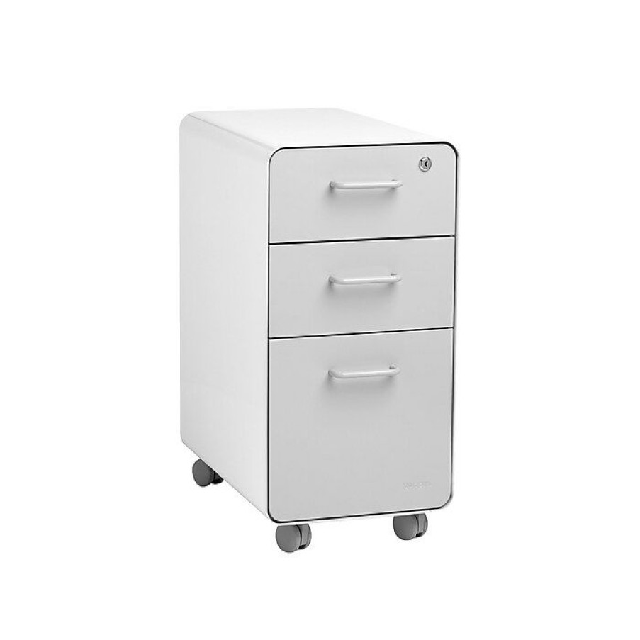 * Poppin The Sort-It-Out 3-Drawer Vertical File Cabinet, Locking, Letter/Legal, White/Light Gray, 20 (104743)