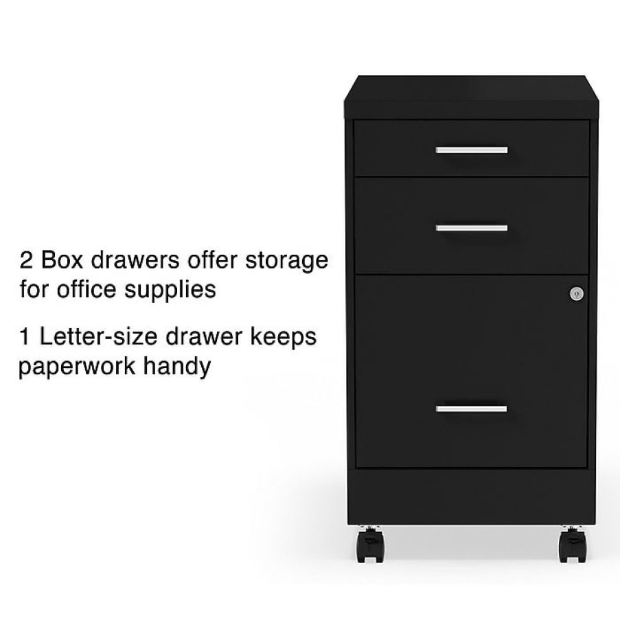 * Staples 3-Drawer Vertical File Cabinet, Locking, Letter, Black, 19 D (52156)