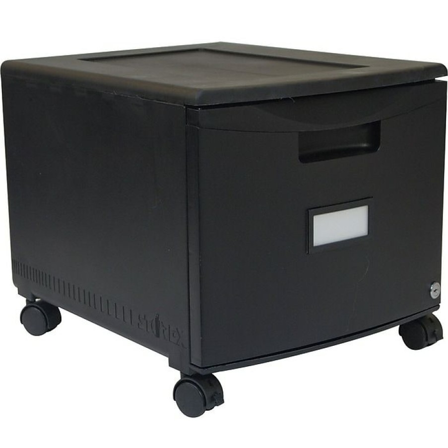 * Storex One-Drawer Mobile File Cabinet, Locking, Legal/Letter Size, Black (61264B01C)