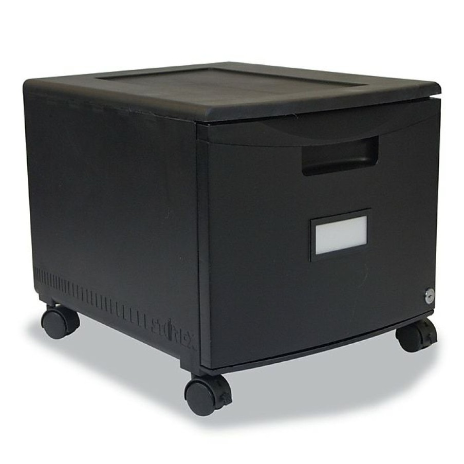 * Storex One-Drawer Mobile File Cabinet, Locking, Legal/Letter Size, Black (61264B01C)