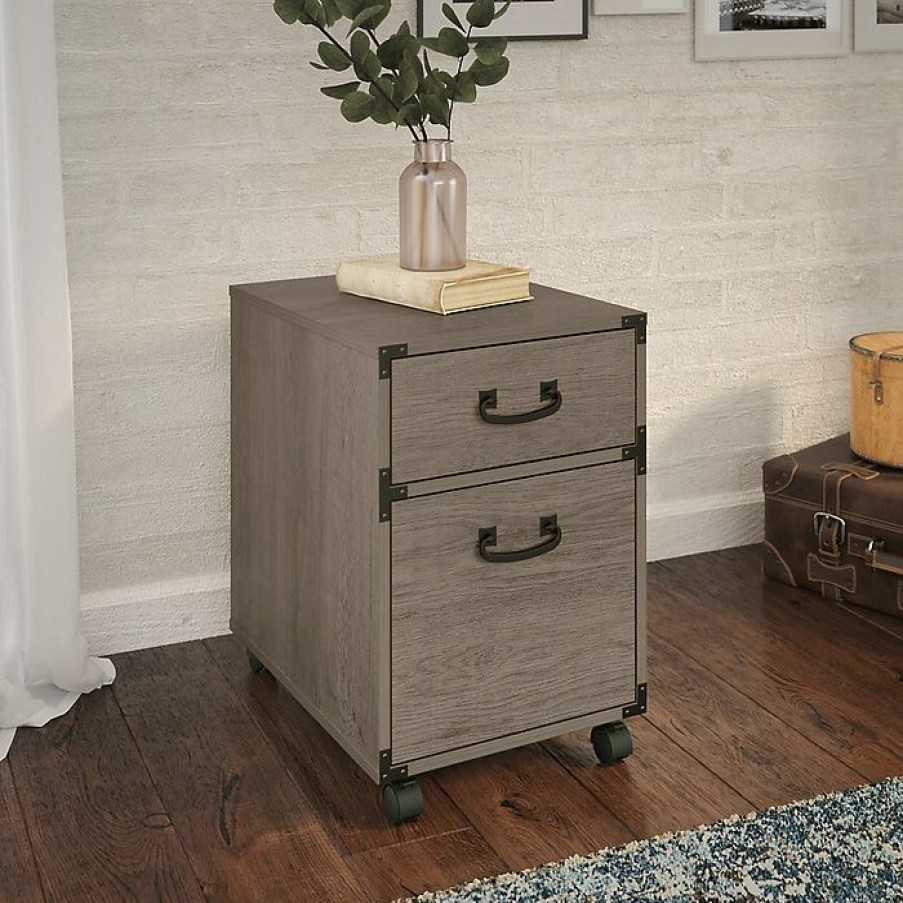 * Kathy Ireland Home By Bush Furniture Ironworks 2-Drawer Mobile File Cabinet, Letter/Legal, Restored Gray, 16 (Ki50302-03)