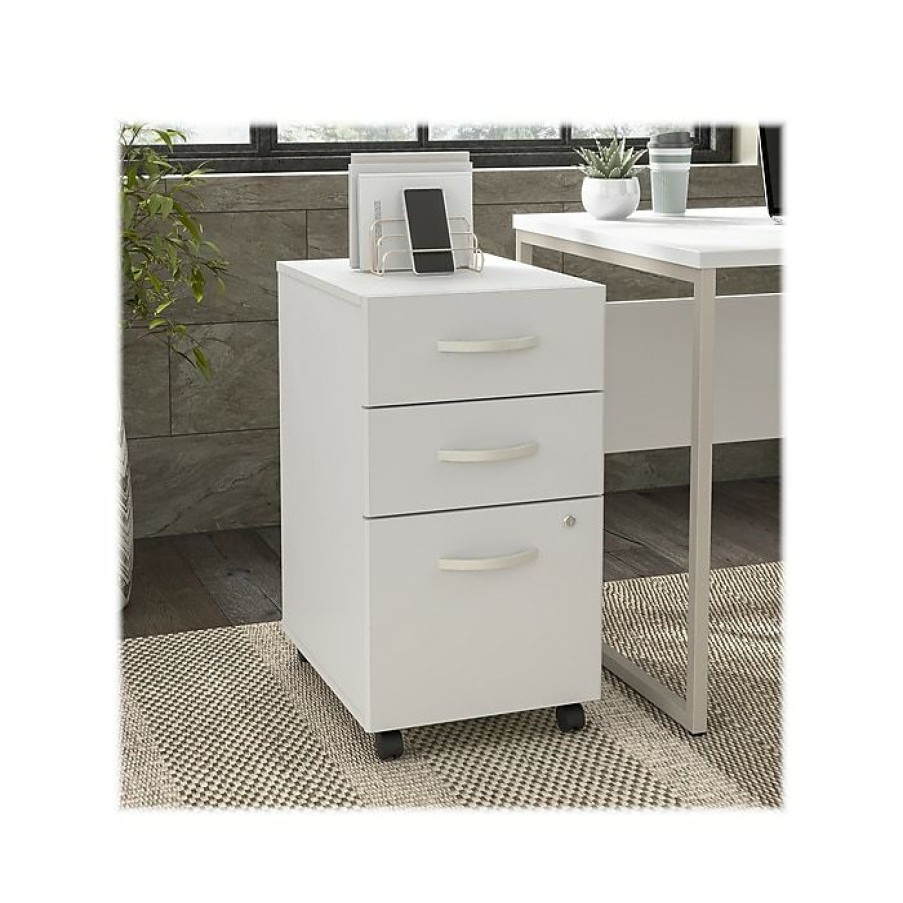 * Bush Business Furniture Hybrid 3-Drawer Mobile File Cabinet, Letter/Legal, White, 20 (Hyf216Whsu-Z)