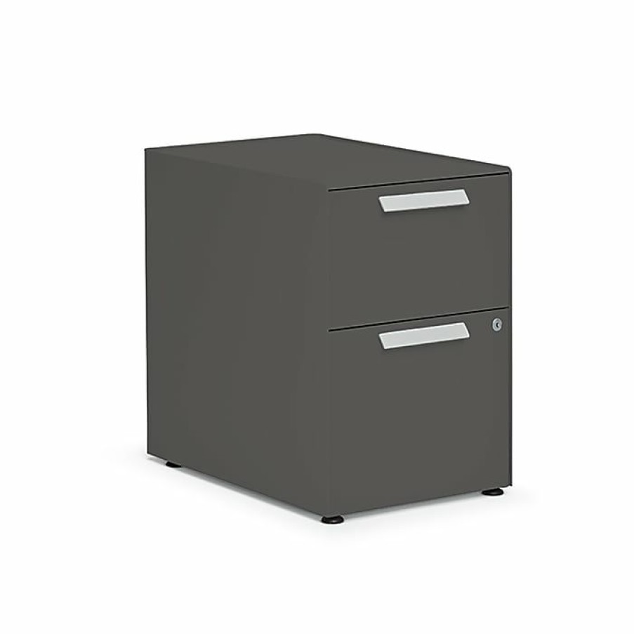 * Asap Allsteel Radii 2-Drawer Mobile File Cabinet, Box/File, Letter/Legal, Flint, 15 W (Apgmbp249Tfn001)