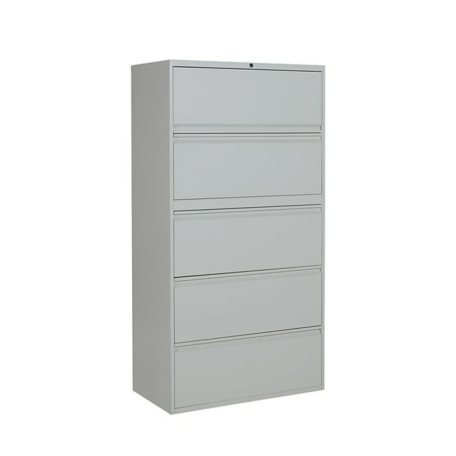 * Global 1900 Plus Series 5-Drawer Lateral File Cabinet, Locking, Letter, Light Gray, 36 (Td1936P5F12Lgr)