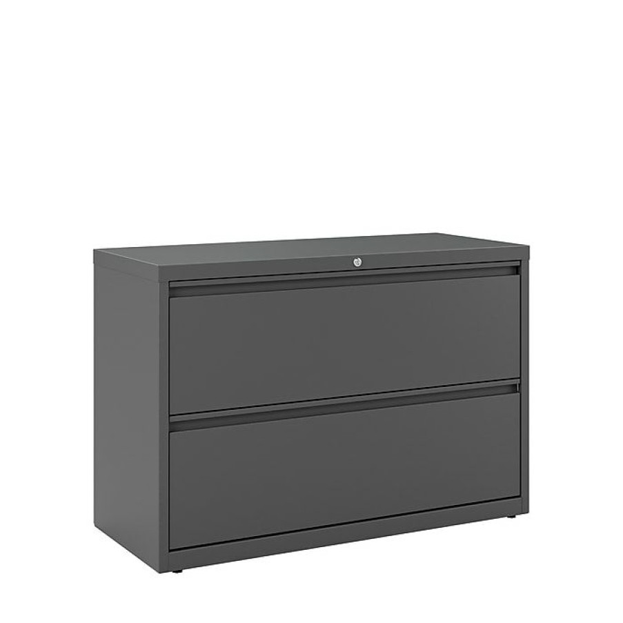 * Staples 2-Drawer Lateral File Cabinet, Locking, Letter/Legal, Charcoal, 42 W (26822D)