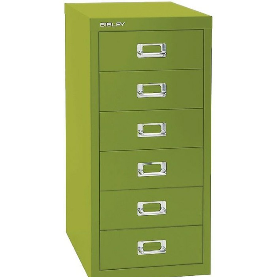 * Bindertek Bisley Six Drawer Steel Multidrawer File Cabinet, Green, Letter/A4 (Md6-Gr)