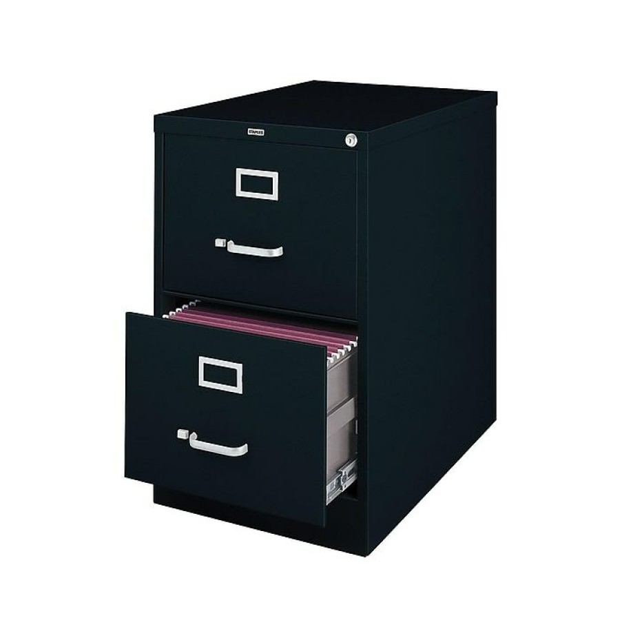 * Staples 2-Drawer Vertical File Cabinet, Locking, Legal, Black, 25 D (25160D)