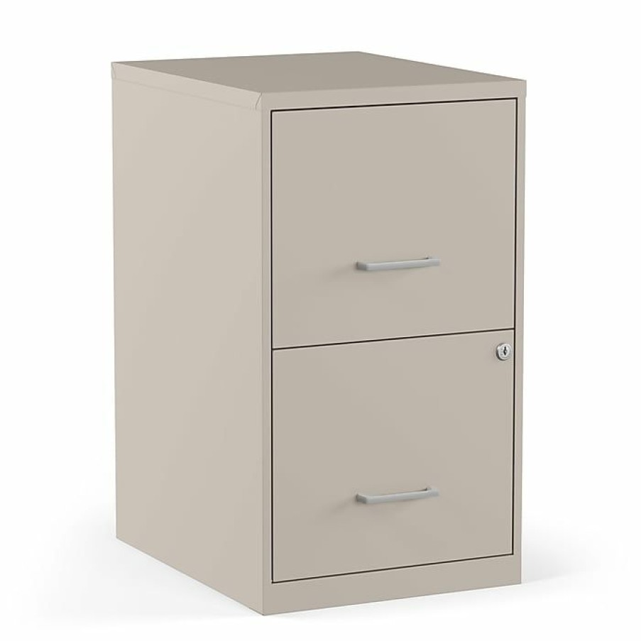 * Staples 2-Drawer Light Duty Vertical File Cabinet, Locking, Letter, Putty, 18 D (52150)