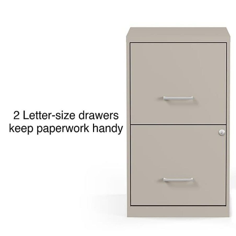 * Staples 2-Drawer Light Duty Vertical File Cabinet, Locking, Letter, Putty, 18 D (52150)