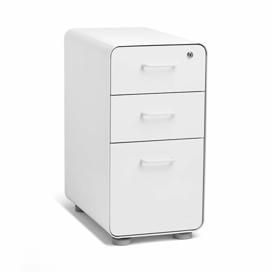 * Poppin White Slim Stow 3-Drawer Vertical File Cabinet, White (104667)