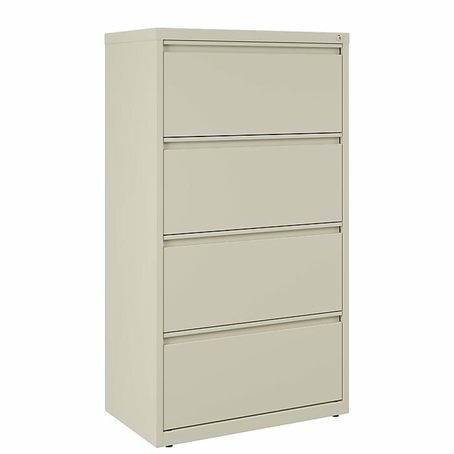 * Staples Commercial 4-Drawer Lateral File Cabinet, Assembled, Letter/Legal, Putty/Beige, 30 W (28884D)