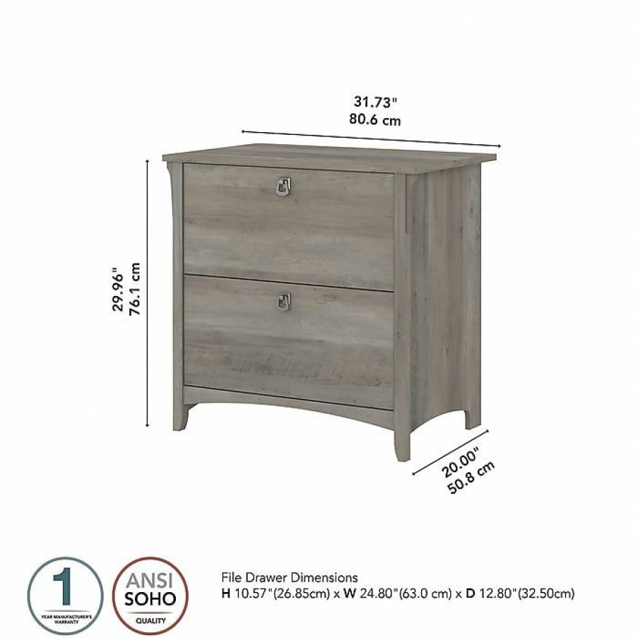 * Bush Furniture Salinas 2-Drawer Lateral File Cabinet, Letter/Legal, Driftwood Gray, 31.73 (Saf132Dg-03)