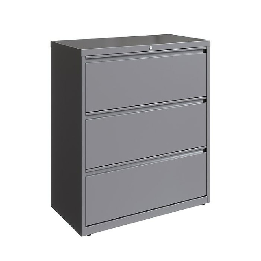 * Hirsh Hl10000 Series 3-Drawer Lateral File Cabinet, Locking, Letter/Legal, Arctic Silver, 36 (23745)